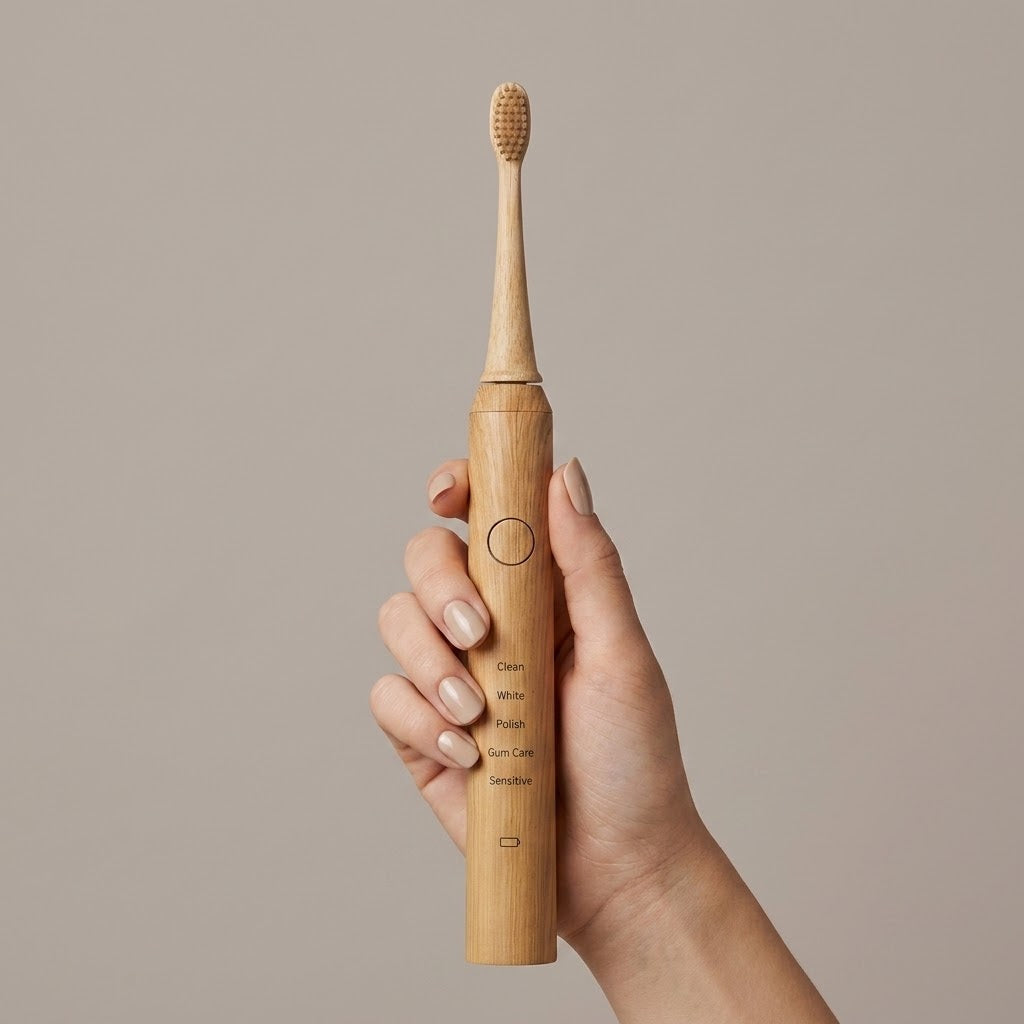 kabu bamboo sonic electric toothbrush - studio front view